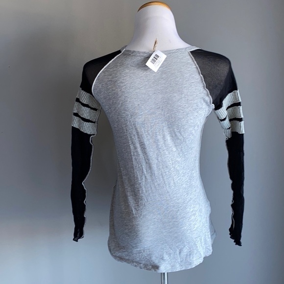 Pete Long Sleeve Baseball Tee Small Gray Black Mesh Sleeves & Shoulders - Picture 3 of 7